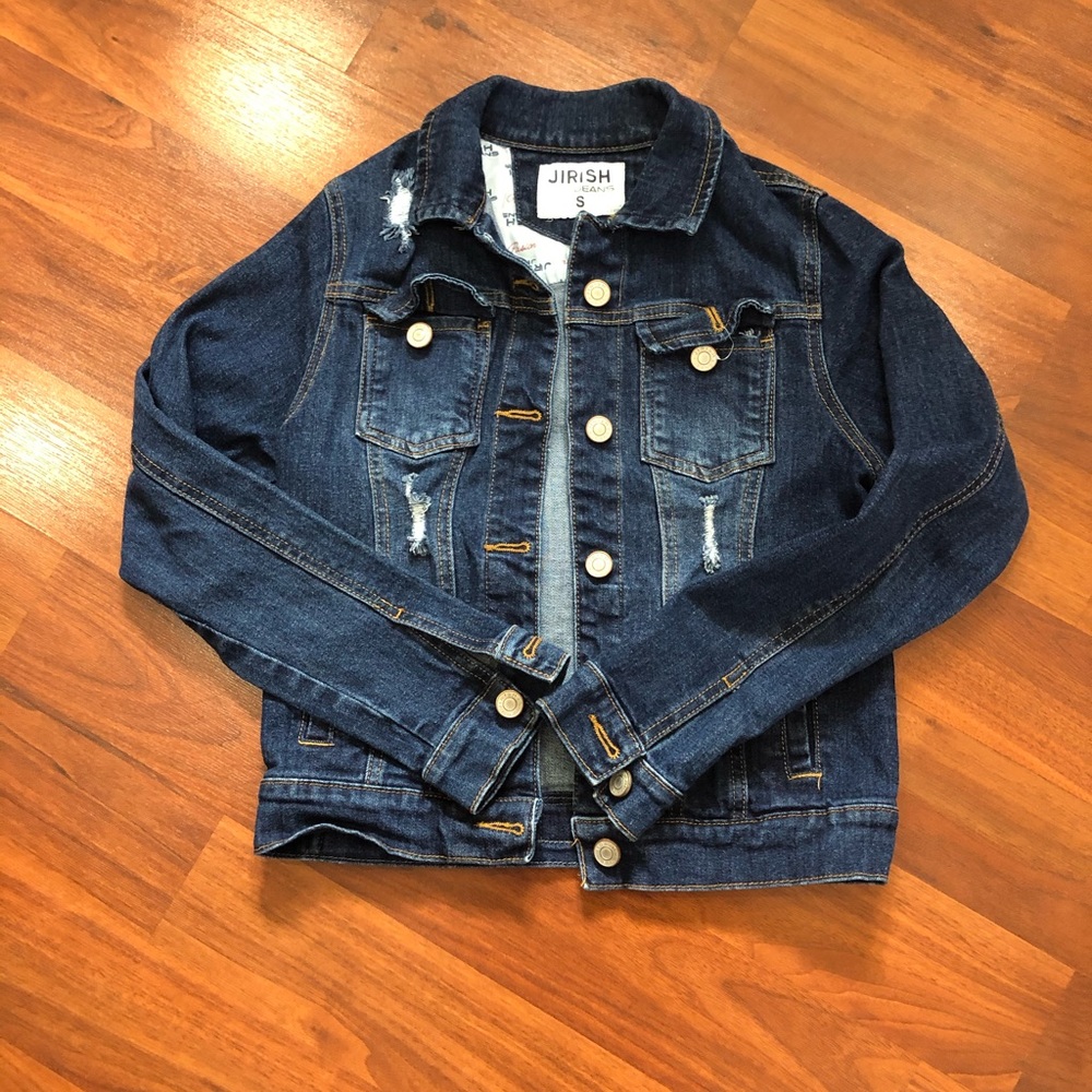 Jirish Juniors Distressed Jean Jacket Size Small